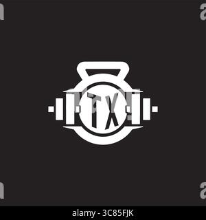 Initial TX logo design ideas with simple dumbbell and kettlebell icon vector graphic vector graphic Stock Vector