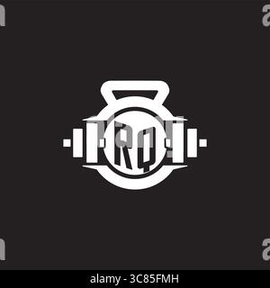 Initial RQ logo design ideas with simple dumbbell and kettlebell icon vector graphic vector graphic Stock Vector