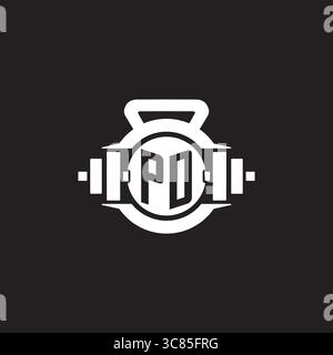 Initial PD logo design ideas with simple dumbbell and kettlebell icon vector graphic vector graphic Stock Vector