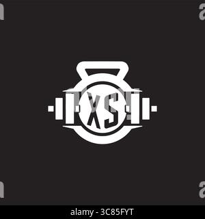 Initial XS logo design ideas with simple dumbbell and kettlebell icon vector graphic vector graphic Stock Vector