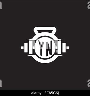 Initial YN logo design ideas with simple dumbbell and kettlebell icon vector graphic vector graphic Stock Vector