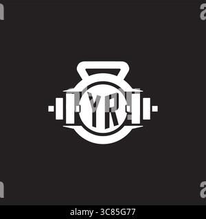 Initial YR logo design ideas with simple dumbbell and kettlebell icon vector graphic vector graphic Stock Vector