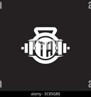 Initial TA logo design ideas with simple dumbbell and kettlebell icon vector graphic vector graphic Stock Vector