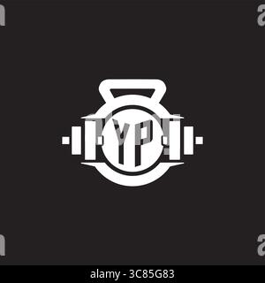 Initial YP logo design ideas with simple dumbbell and kettlebell icon vector graphic vector graphic Stock Vector