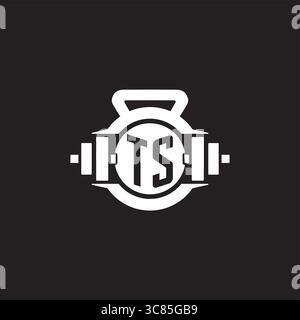 Initial TS logo design ideas with simple dumbbell and kettlebell icon vector graphic vector graphic Stock Vector