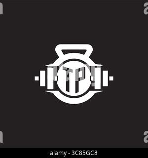 Initial TP logo design ideas with simple dumbbell and kettlebell icon vector graphic vector graphic Stock Vector