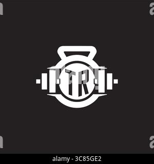 Initial TR logo design ideas with simple dumbbell and kettlebell icon vector graphic vector graphic Stock Vector
