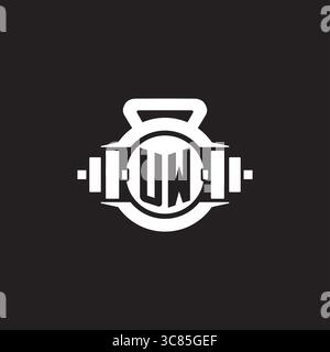 Initial UW logo design ideas with simple dumbbell and kettlebell icon vector graphic vector graphic Stock Vector