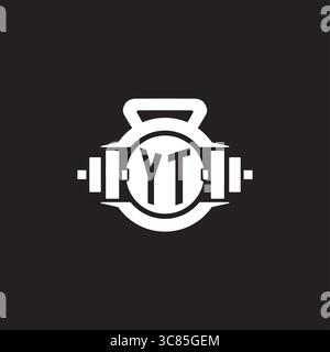Initial YT logo design ideas with simple dumbbell and kettlebell icon vector graphic vector graphic Stock Vector