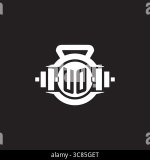 Initial UO logo design ideas with simple dumbbell and kettlebell icon vector graphic vector graphic Stock Vector