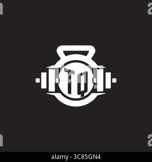 Initial TQ logo design ideas with simple dumbbell and kettlebell icon vector graphic vector graphic Stock Vector