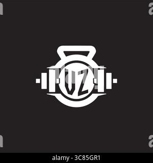 Initial VZ logo design ideas with simple dumbbell and kettlebell icon vector graphic vector graphic Stock Vector