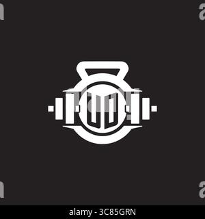 Initial UD logo design ideas with simple dumbbell and kettlebell icon vector graphic vector graphic Stock Vector