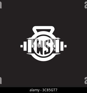 Initial WS logo design ideas with simple dumbbell and kettlebell icon vector graphic vector graphic Stock Vector