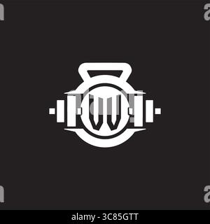 Initial VV logo design ideas with simple dumbbell and kettlebell icon vector graphic vector graphic Stock Vector