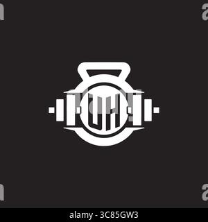 Initial UH logo design ideas with simple dumbbell and kettlebell icon vector graphic vector graphic Stock Vector