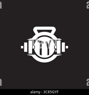 Initial TY logo design ideas with simple dumbbell and kettlebell icon vector graphic vector graphic Stock Vector