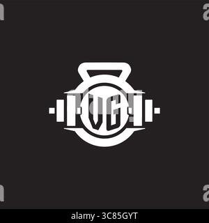 Initial VG logo design ideas with simple dumbbell and kettlebell icon vector graphic vector graphic Stock Vector