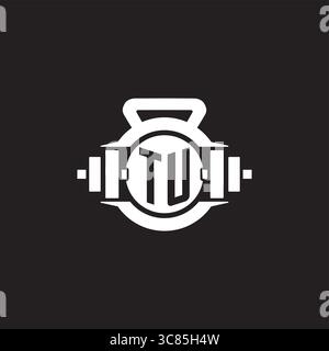 Initial TU logo design ideas with simple dumbbell and kettlebell icon vector graphic vector graphic Stock Vector