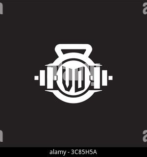 Initial VD logo design ideas with simple dumbbell and kettlebell icon vector graphic vector graphic Stock Vector
