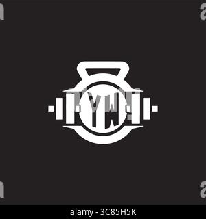 Initial YW logo design ideas with simple dumbbell and kettlebell icon vector graphic vector graphic Stock Vector