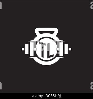 Initial TL logo design ideas with simple dumbbell and kettlebell icon vector graphic vector graphic Stock Vector