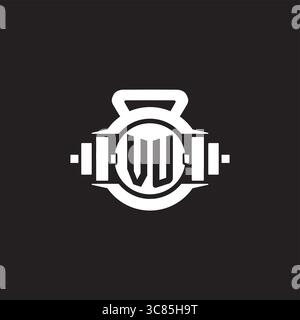 Initial VU logo design ideas with simple dumbbell and kettlebell icon vector graphic vector graphic Stock Vector