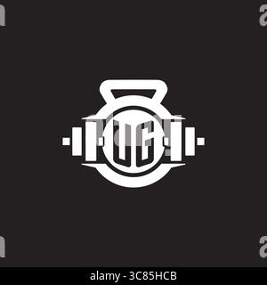 Initial UG logo design ideas with simple dumbbell and kettlebell icon vector graphic vector graphic Stock Vector