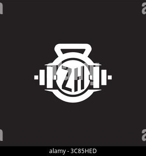 Initial ZH logo design ideas with simple dumbbell and kettlebell icon vector graphic vector graphic Stock Vector