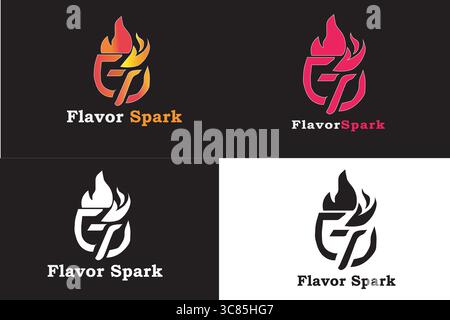 Hot Spices Restaurant Logo – Bold Modern Food Branding Vector with Fiery Flavor Concept Stock Vector