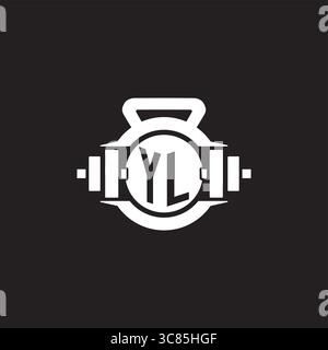 Initial YL logo design ideas with simple dumbbell and kettlebell icon vector graphic vector graphic Stock Vector