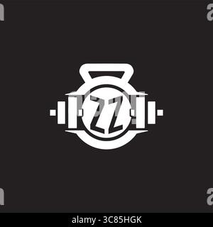 Initial ZZ logo design ideas with simple dumbbell and kettlebell icon vector graphic vector graphic Stock Vector