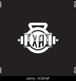 Initial XA logo design ideas with simple dumbbell and kettlebell icon vector graphic vector graphic Stock Vector