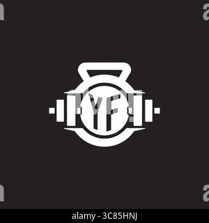 Initial YF logo design ideas with simple dumbbell and kettlebell icon vector graphic vector graphic Stock Vector