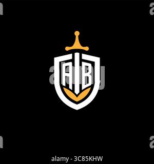 Creative letter AB logo gaming esport with shield vector graphic Stock Vector