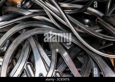 Large cushioning rubber black for industrial refrigerators, closeup. Stock Photo