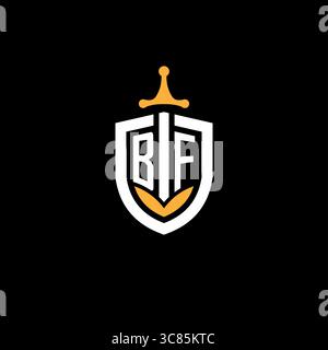 Creative letter BF logo gaming esport with shield vector graphic Stock Vector