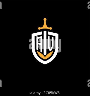 Creative letter AV logo gaming esport with shield vector graphic Stock Vector
