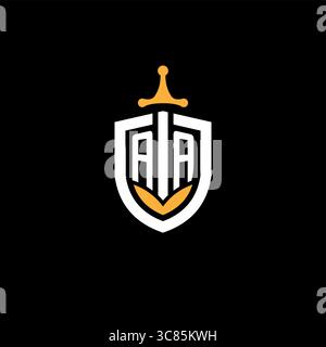 Creative letter AA logo gaming esport with shield vector graphic Stock Vector