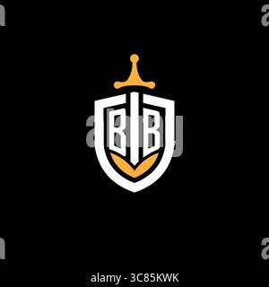 Creative letter BB logo gaming esport with shield vector graphic Stock Vector