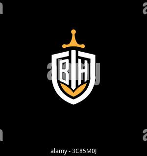 Creative letter BH logo gaming esport with shield vector graphic Stock Vector
