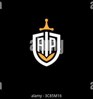 Creative letter AP logo gaming esport with shield vector graphic Stock Vector