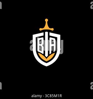 Creative letter BA logo gaming esport with shield vector graphic Stock Vector