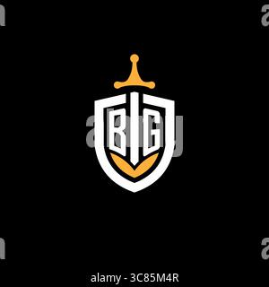 Creative letter BG logo gaming esport with shield vector graphic Stock Vector