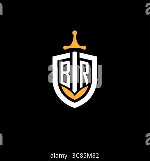 Creative letter BR logo gaming esport with shield vector graphic Stock Vector