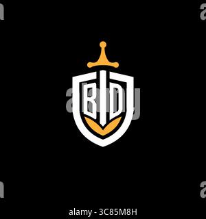Creative letter BD logo gaming esport with shield vector graphic Stock Vector