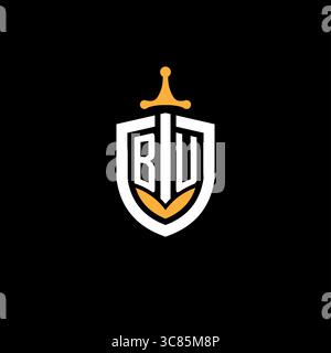 Creative letter BU logo gaming esport with shield vector graphic Stock Vector