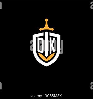 Creative letter DK logo gaming esport with shield vector graphic Stock Vector