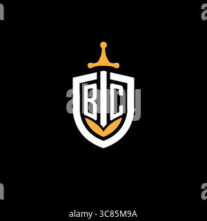 Creative letter BC logo gaming esport with shield vector graphic Stock Vector