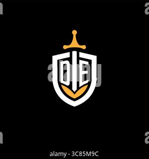 Creative letter DE logo gaming esport with shield vector graphic Stock Vector